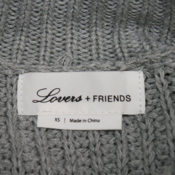 LOVERS & FRIENDS Sweater Dress Turtleneck Knit Neutral Chunky Gray XS - Picture 5 of 12